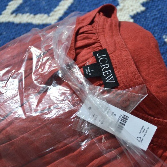 NEW with TAGS J CREW Cabana Long Dress 100% Linen - Red Sand - SMALL - Picture 4 of 7